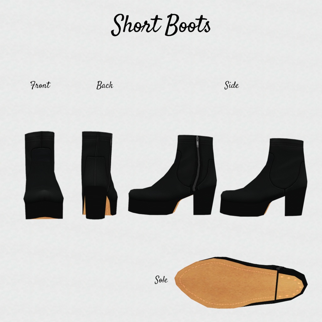 無料【VRoid】BasicBoots Black-only ベーシックブーツ【テクスチャ】