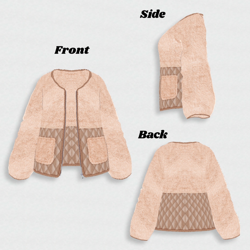 無料【VRoid】Fur×Quilt Switching Blouson 8Color ファー×キルト切り替えブルゾン【テクスチャ】