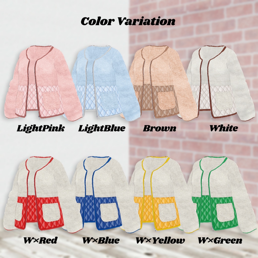 無料【VRoid】Fur×Quilt Switching Blouson 8Color ファー×キルト切り替えブルゾン【テクスチャ】