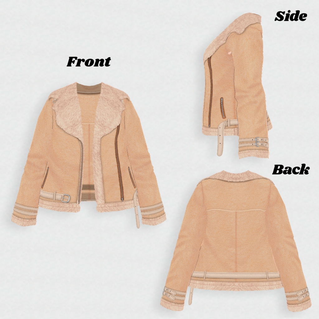 試着あり【VRoid】BoaRidersJacket 6Color ボアライダースジャケット【テクスチャ】