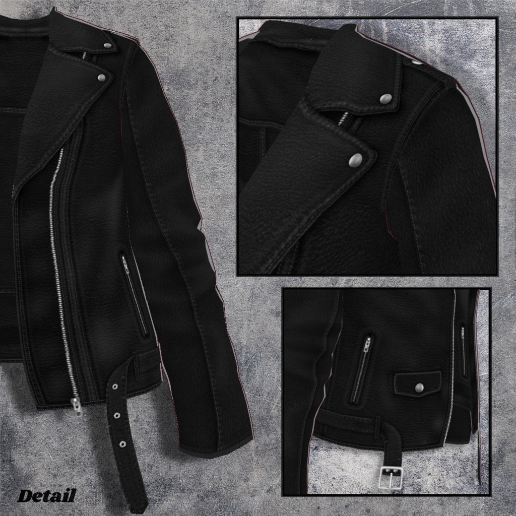 【VRoid】LeatherRidersJacket Black-only レザーライダースジャケット【テクスチャ】