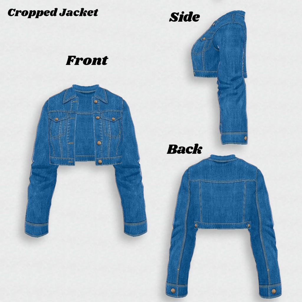 【VRoid】Denim Set-Up【Cami Dress&Cropped Jacket】4color【テクスチャ】