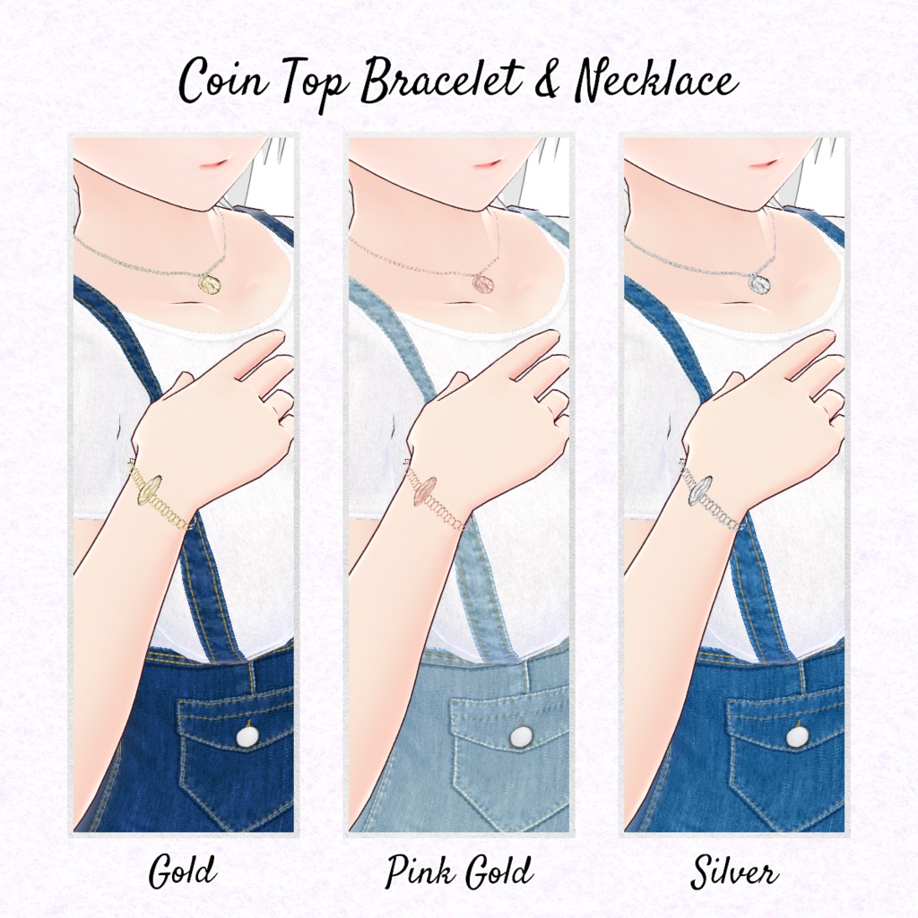 【VRoid】HighWaist Denim Short Salopette 4color ハイウエスト デニム ショートサロペット 【テクスチャ】