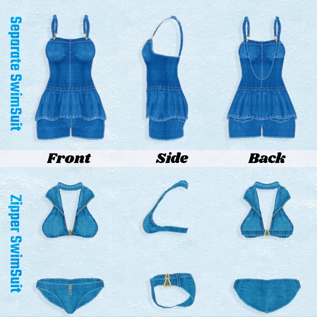 【VRoid】Denim SwimSuit 2pattern4Color デニム水着【テクスチャ】