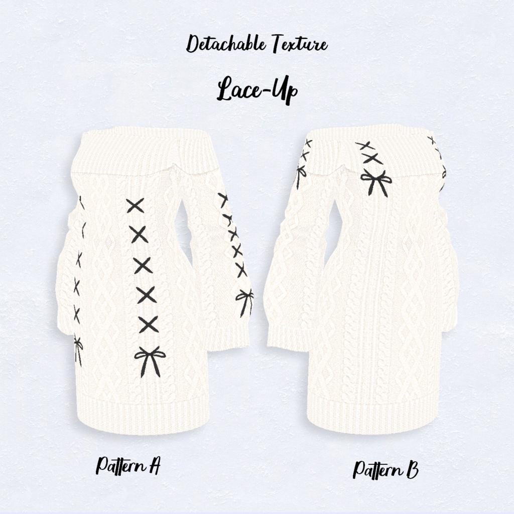 無料【VRoid】Knit Dress_Off-Shoulder 3Color オフショルダーニットワンピース 【テクスチャ】