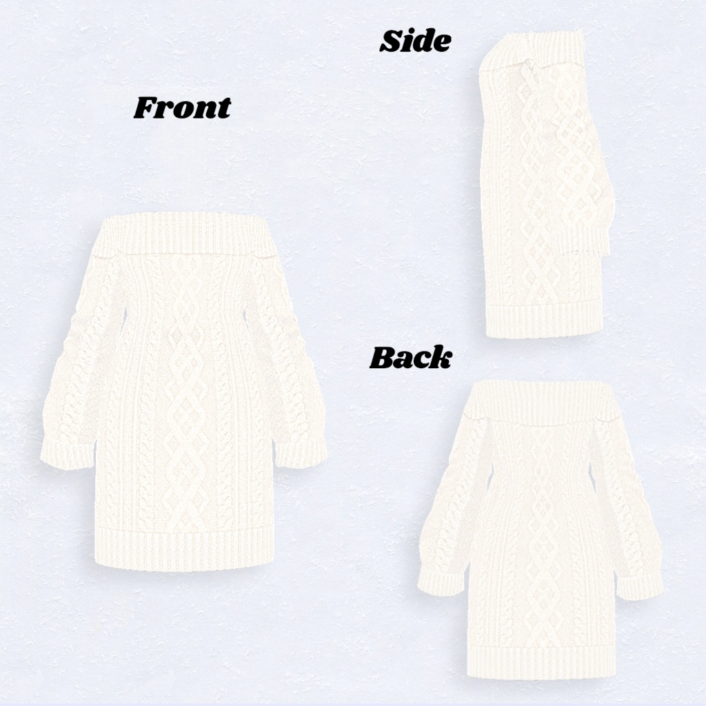 無料【VRoid】Knit Dress_Off-Shoulder 3Color オフショルダーニットワンピース 【テクスチャ】