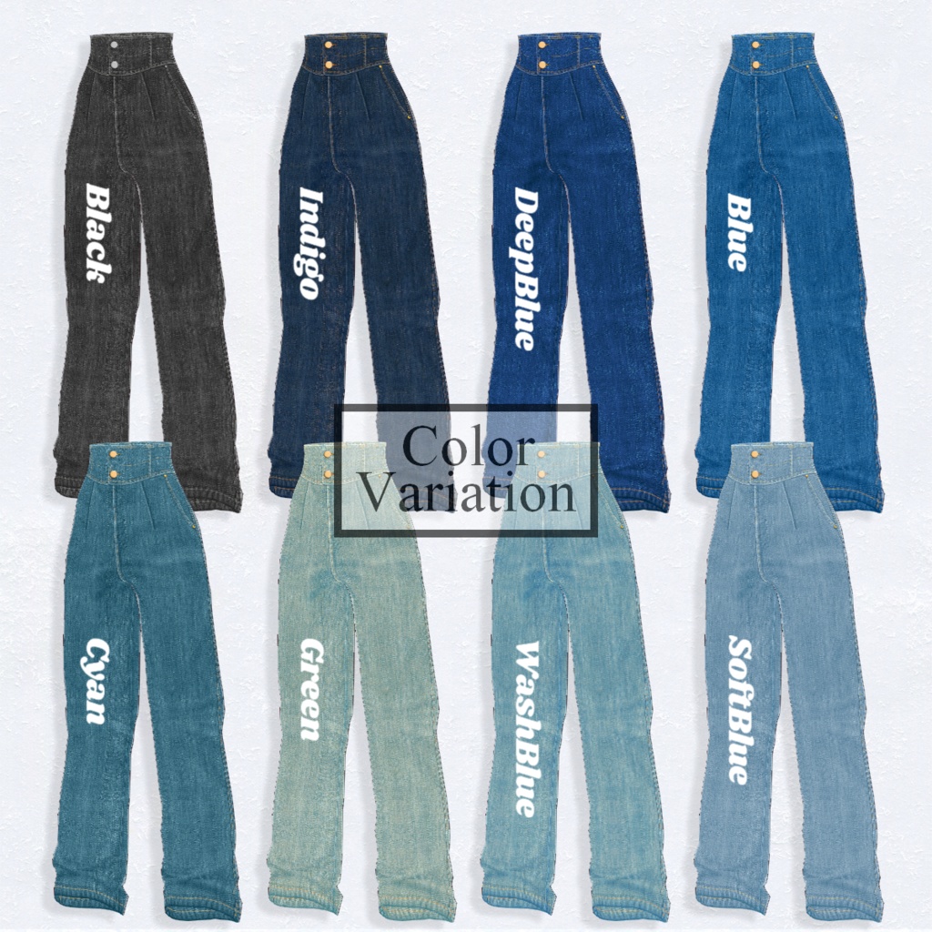 【VRoid】Denim-BareTop-All In One 8Color デニム ベアトップ オールインワン 【テクスチャ】