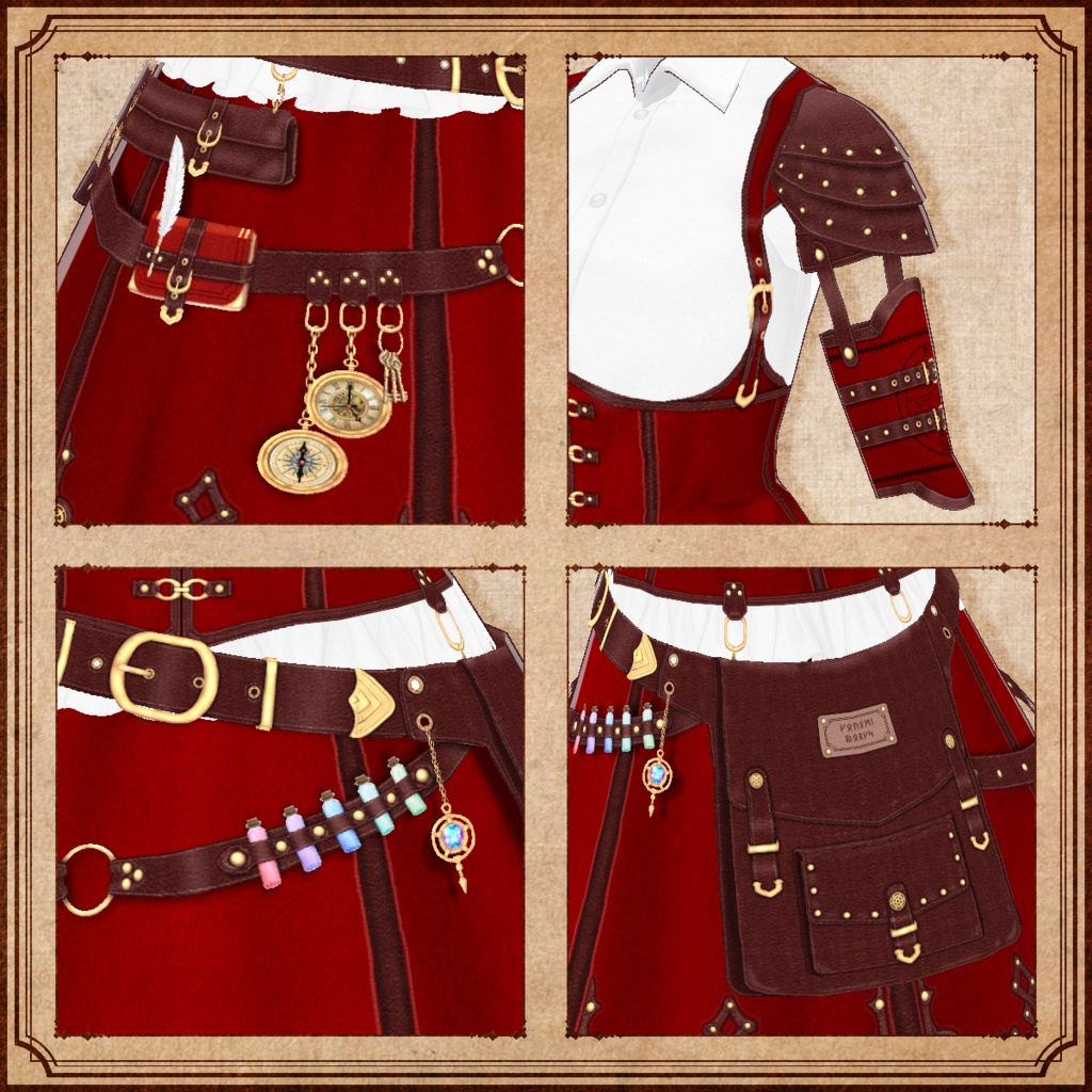 【VRoid】冒険者の旅装 3色 Adventurer's Outfit 【テクスチャ】