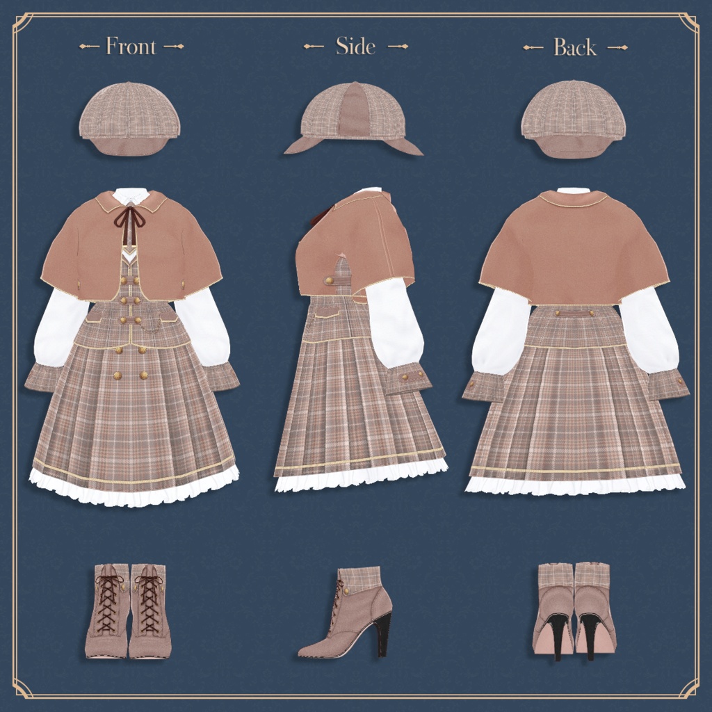 【VRoid】Classical Dress Detective Style Set 探偵風スタイルセット【テクスチャ】