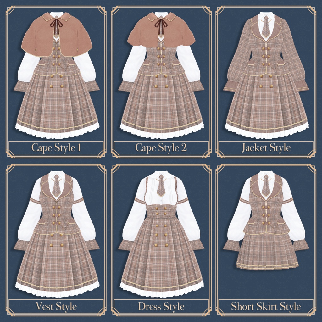 【VRoid】Classical Dress Detective Style Set 探偵風スタイルセット【テクスチャ】