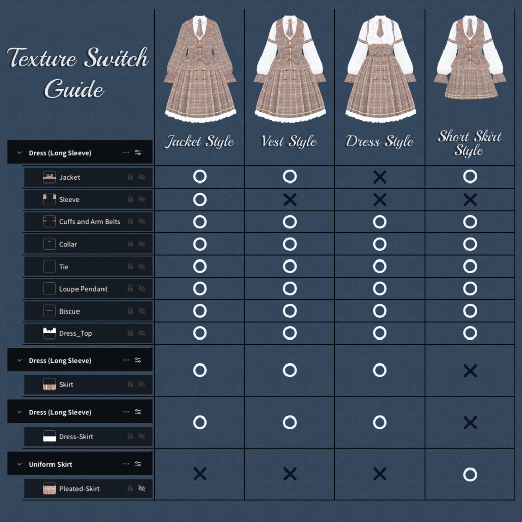 【VRoid】Classical Dress Detective Style Set 探偵風スタイルセット【テクスチャ】