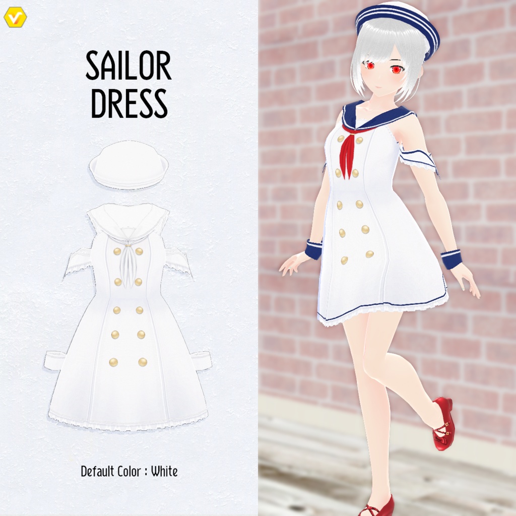 無料【VRoid】SailorDress　セーラーワンピース【テクスチャ】Free