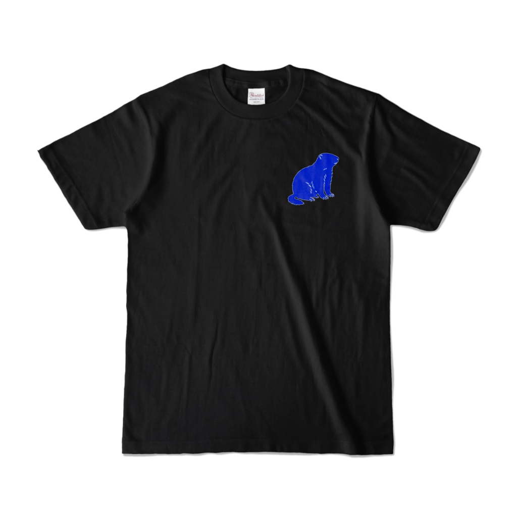 青いマーモットロゴTシャツ