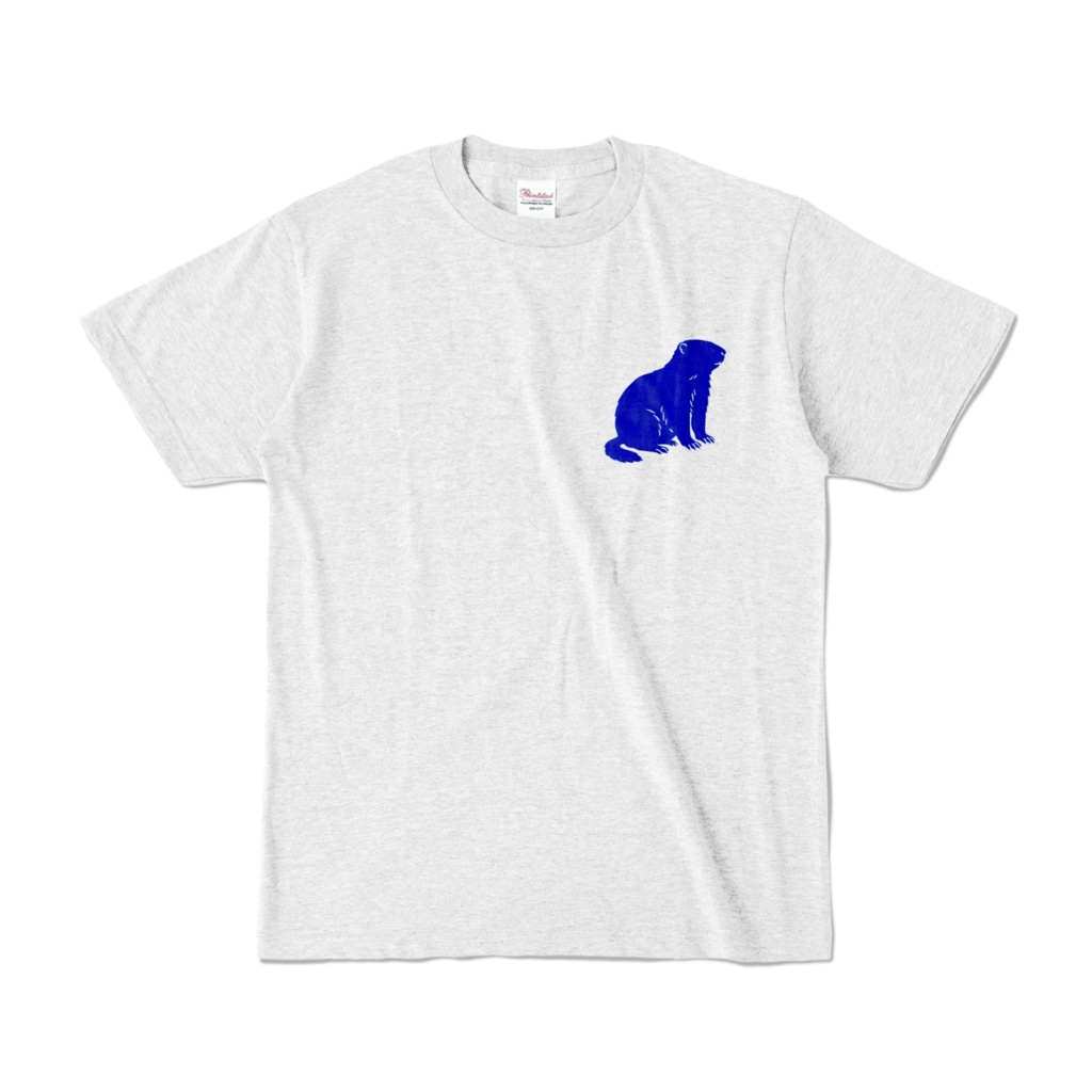 青いマーモットロゴTシャツ
