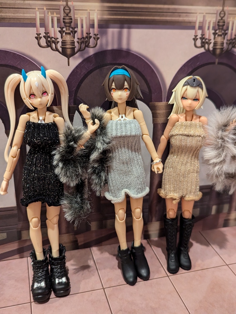 新作 ファー付きタイトワンピ 美プラ 1/12 プラモデル 服 美少女プラモデル