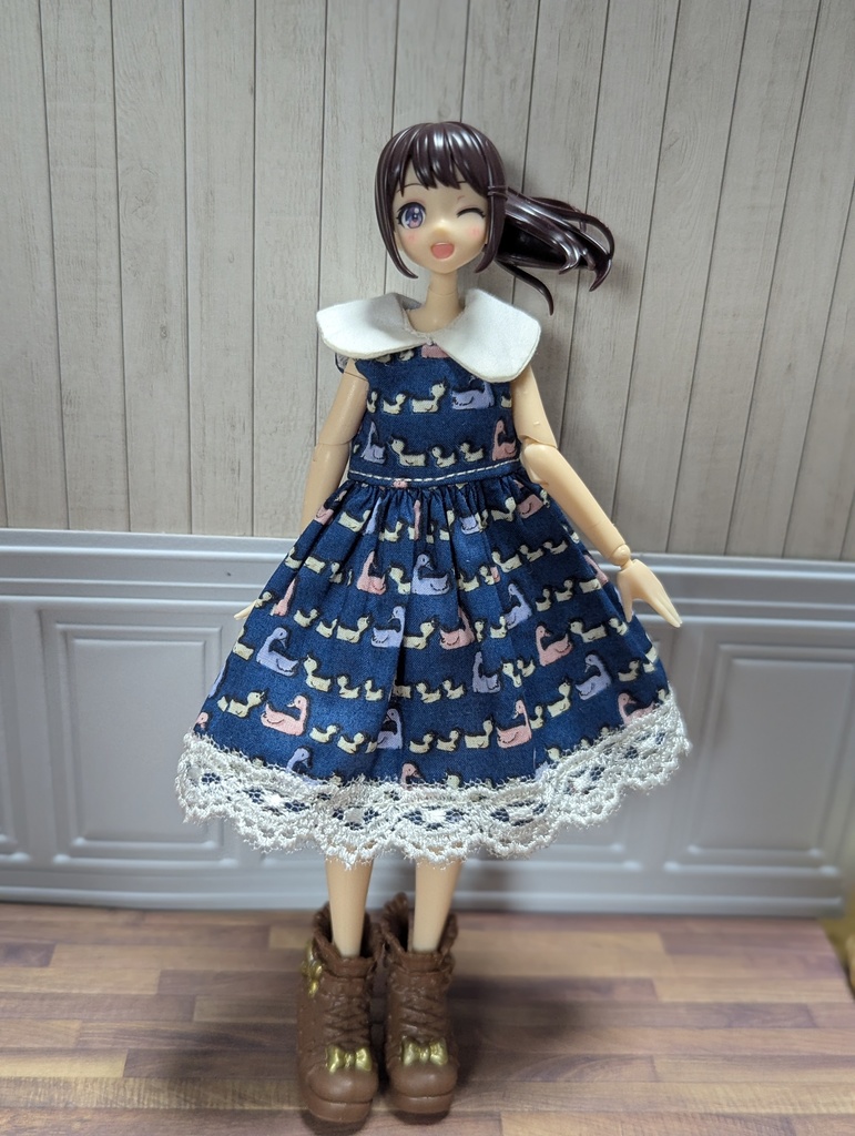 新商品 ビッグ襟ワンピ ハンドメイド 1/12 美プラ布服