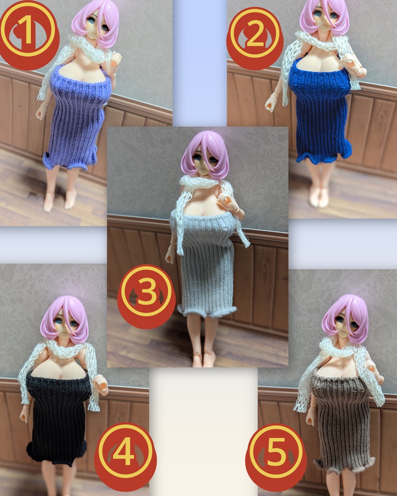 新作 大胸用 マフラー付タイトワンピ