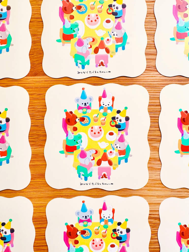 ダイカットカード　みんなでごはん