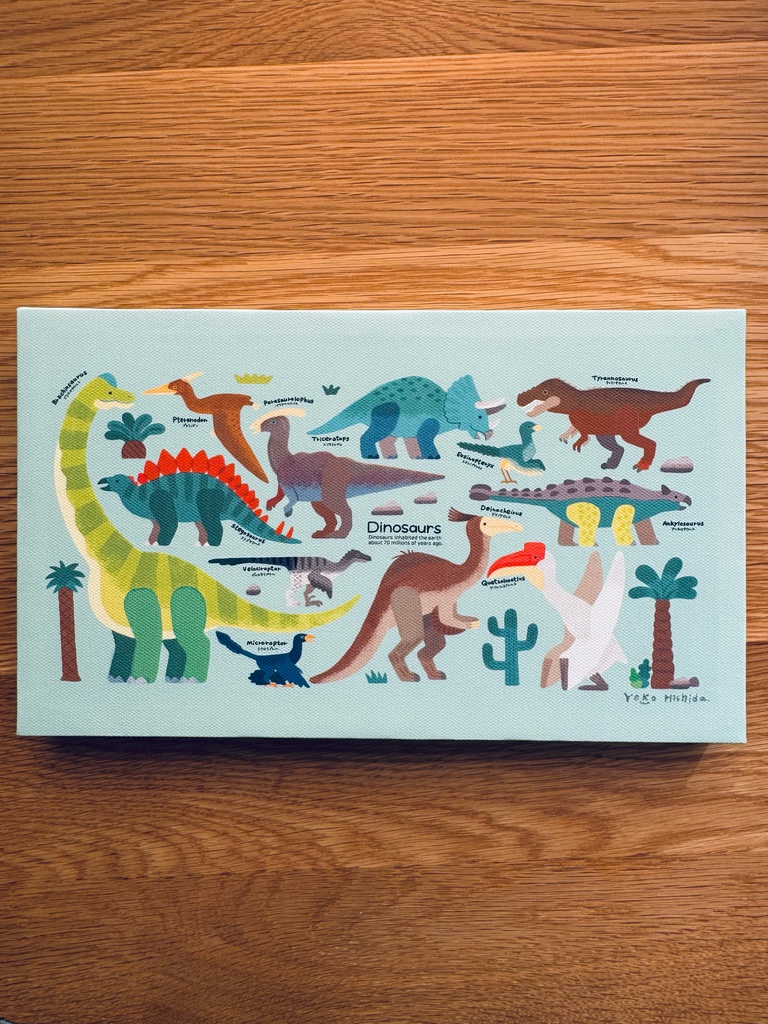 サイン入りキャンバスパネル　「Dinosor」