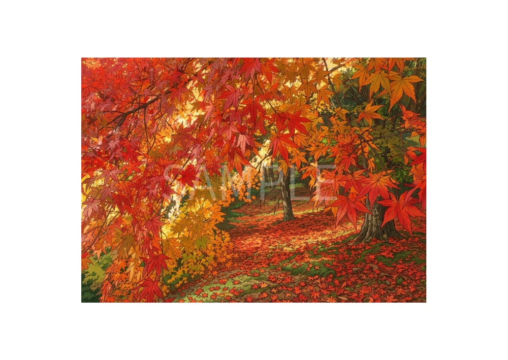 秋の風景|紅葉と秋の彩り デジタルポストカード 7枚セット