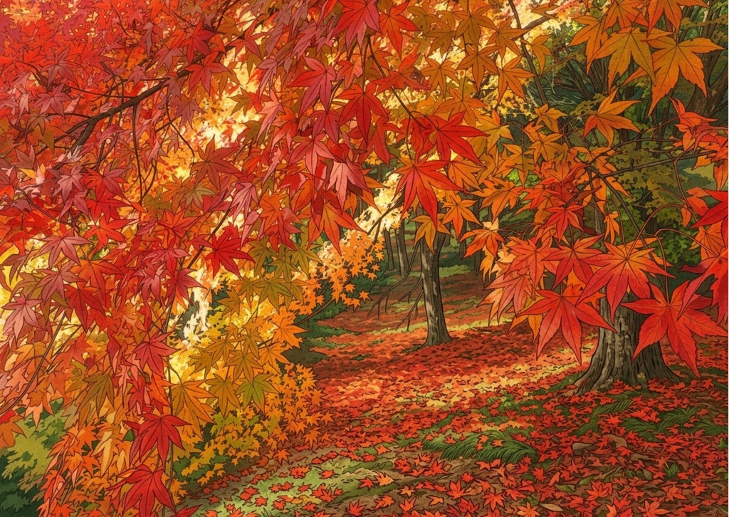秋の風景|紅葉と秋の彩り デジタルポストカード 7枚セット