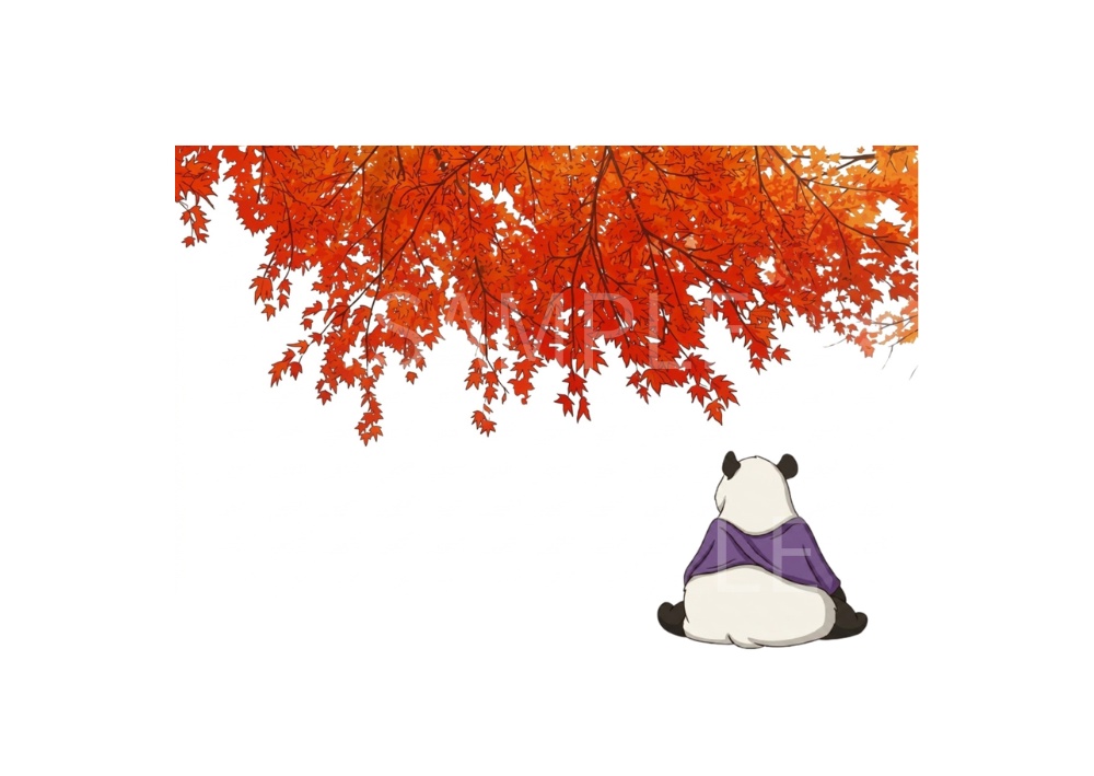秋のパンダ|紅葉と秋の風景 デジタルポストカード 7枚セット
