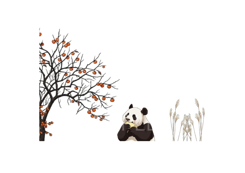 秋のパンダ|紅葉と秋の風景 デジタルポストカード 7枚セット