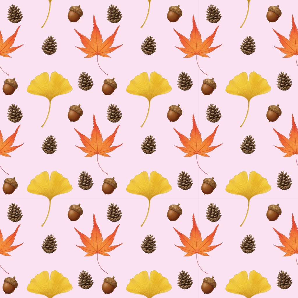 秋の装い|紅葉・銀杏・松ぼっくりのデジタルペーパー 7デザイン Autumn Motifs | Digital Paper – 7 Designs