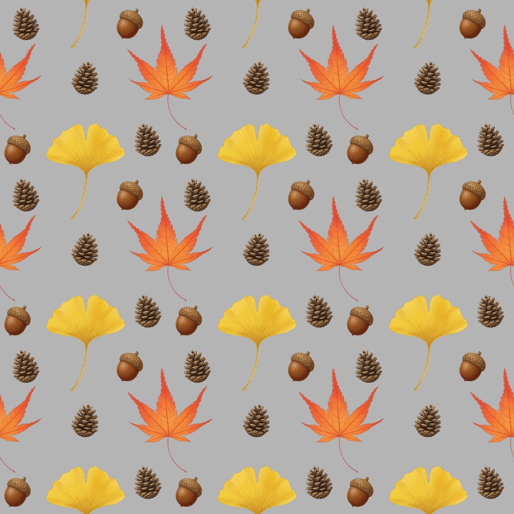 秋の装い|紅葉・銀杏・松ぼっくりのデジタルペーパー 7デザイン Autumn Motifs | Digital Paper – 7 Designs