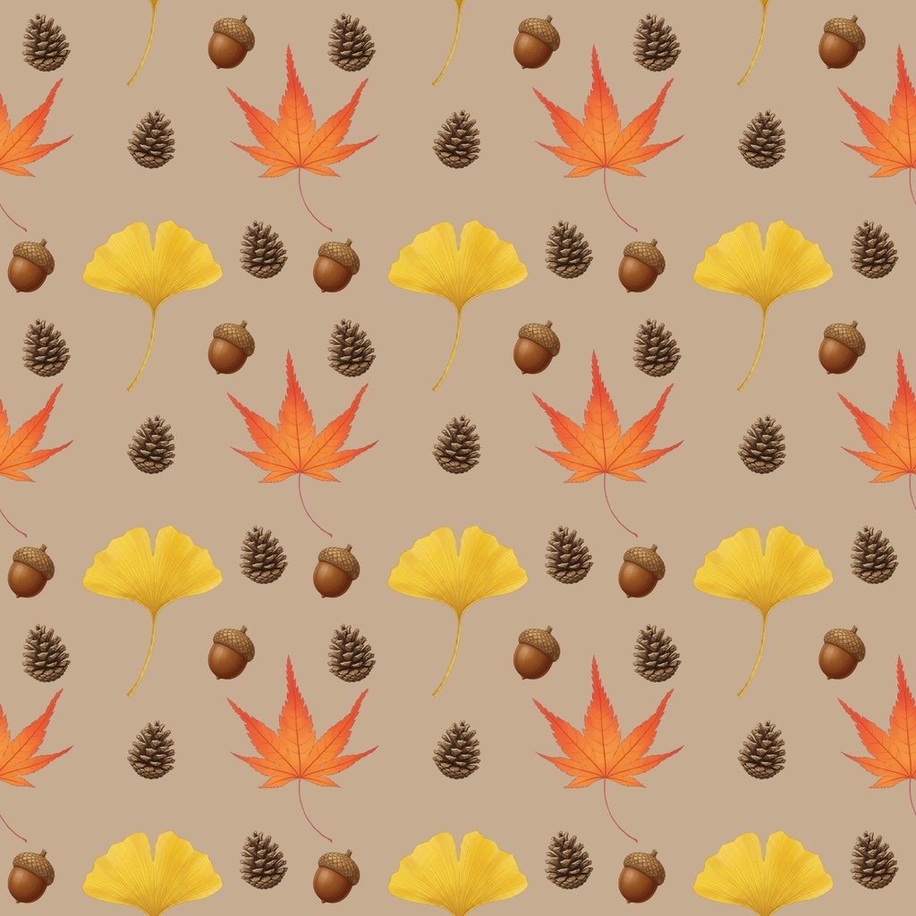 秋の装い|紅葉・銀杏・松ぼっくりのデジタルペーパー 7デザイン Autumn Motifs | Digital Paper – 7 Designs