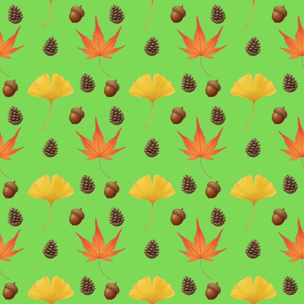 秋の装い|紅葉・銀杏・松ぼっくりのデジタルペーパー 7デザイン Autumn Motifs | Digital Paper – 7 Designs