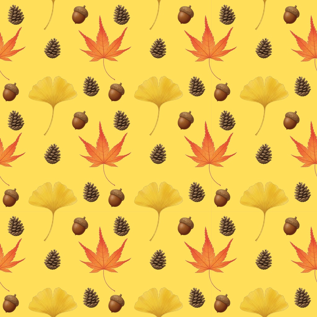 秋の装い|紅葉・銀杏・松ぼっくりのデジタルペーパー 7デザイン Autumn Motifs | Digital Paper – 7 Designs