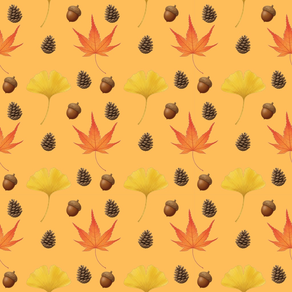秋の装い|紅葉・銀杏・松ぼっくりのデジタルペーパー 7デザイン Autumn Motifs | Digital Paper – 7 Designs