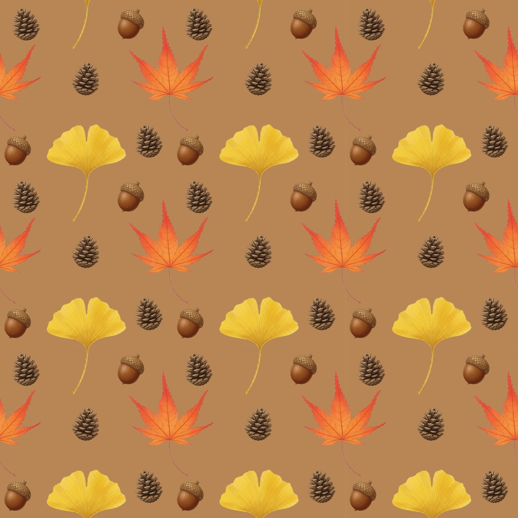 秋の装い|紅葉・銀杏・松ぼっくりのデジタルペーパー 7デザイン Autumn Motifs | Digital Paper – 7 Designs