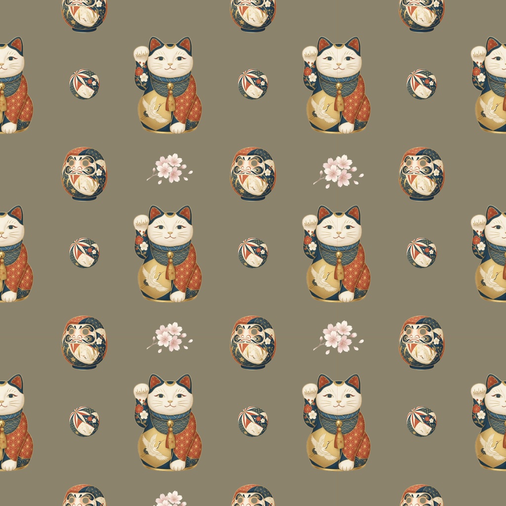Japanese Patterns | Digital Paper – 7 Designs 和柄|招き猫とだるまのデジタルペーパー 7デザイン