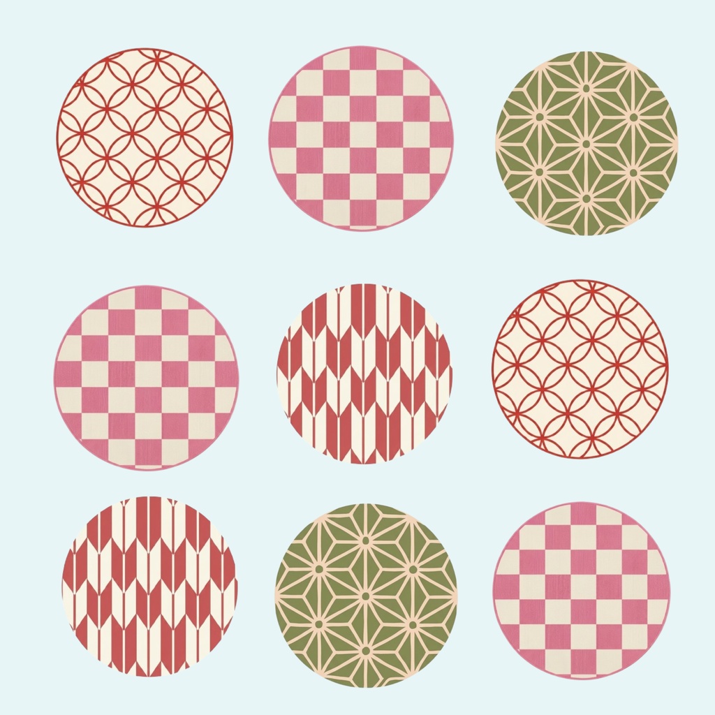 Japanese Pattern Medallions – 7 Designs | PNG