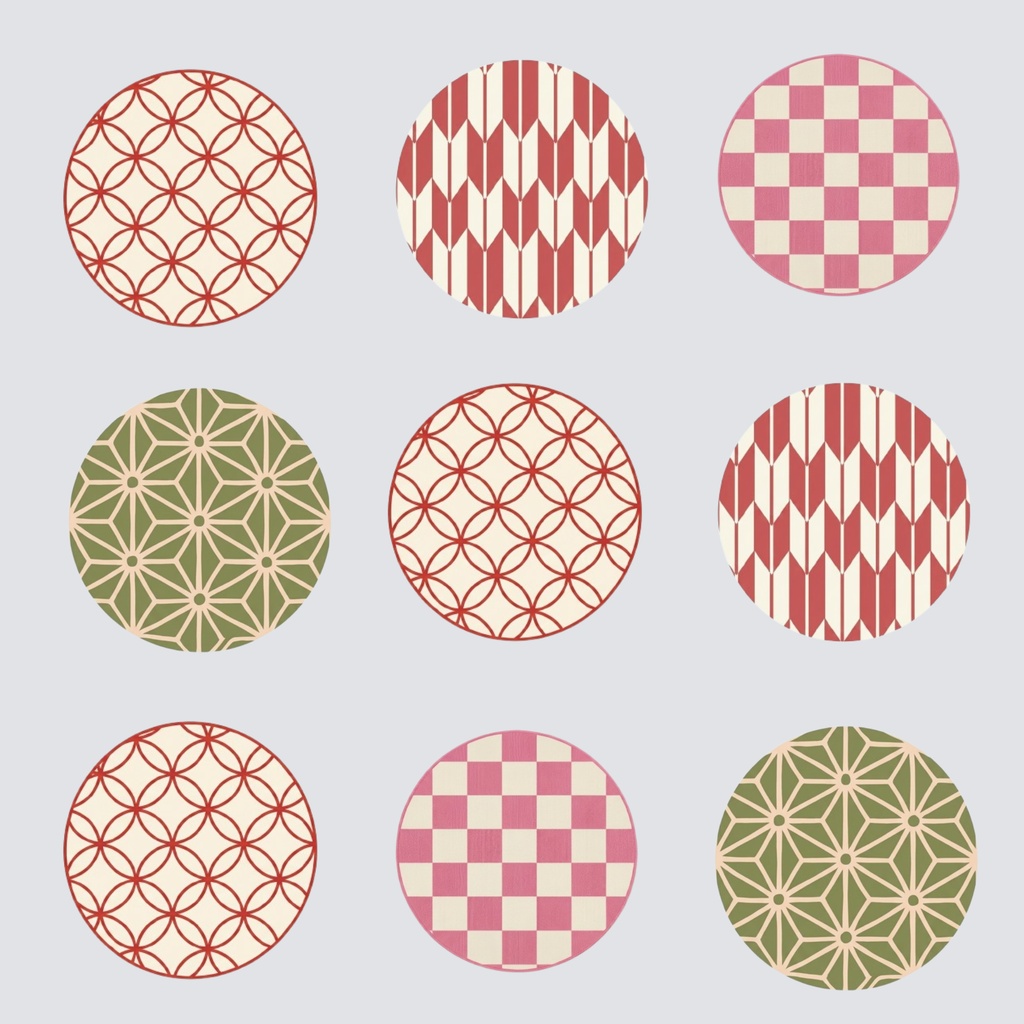 Japanese Pattern Medallions – 7 Designs | PNG