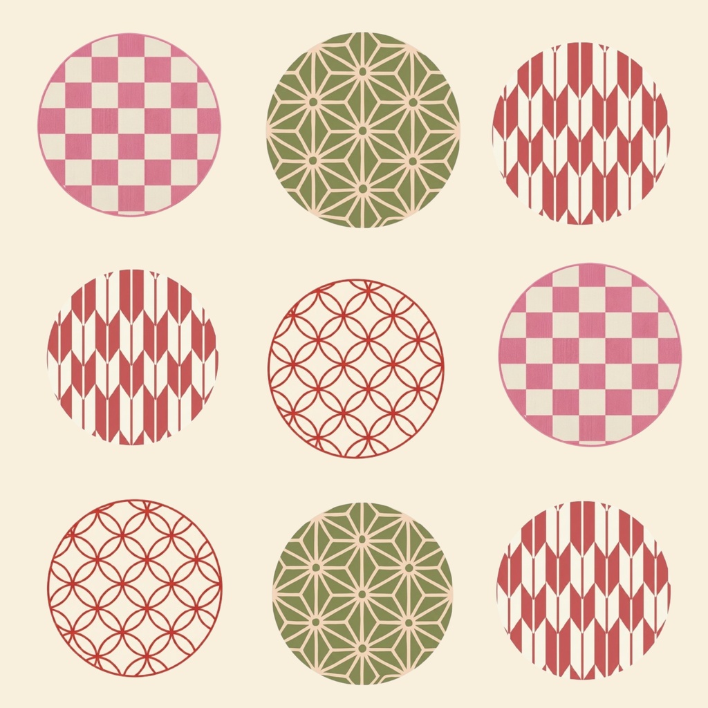 Japanese Pattern Medallions – 7 Designs | PNG