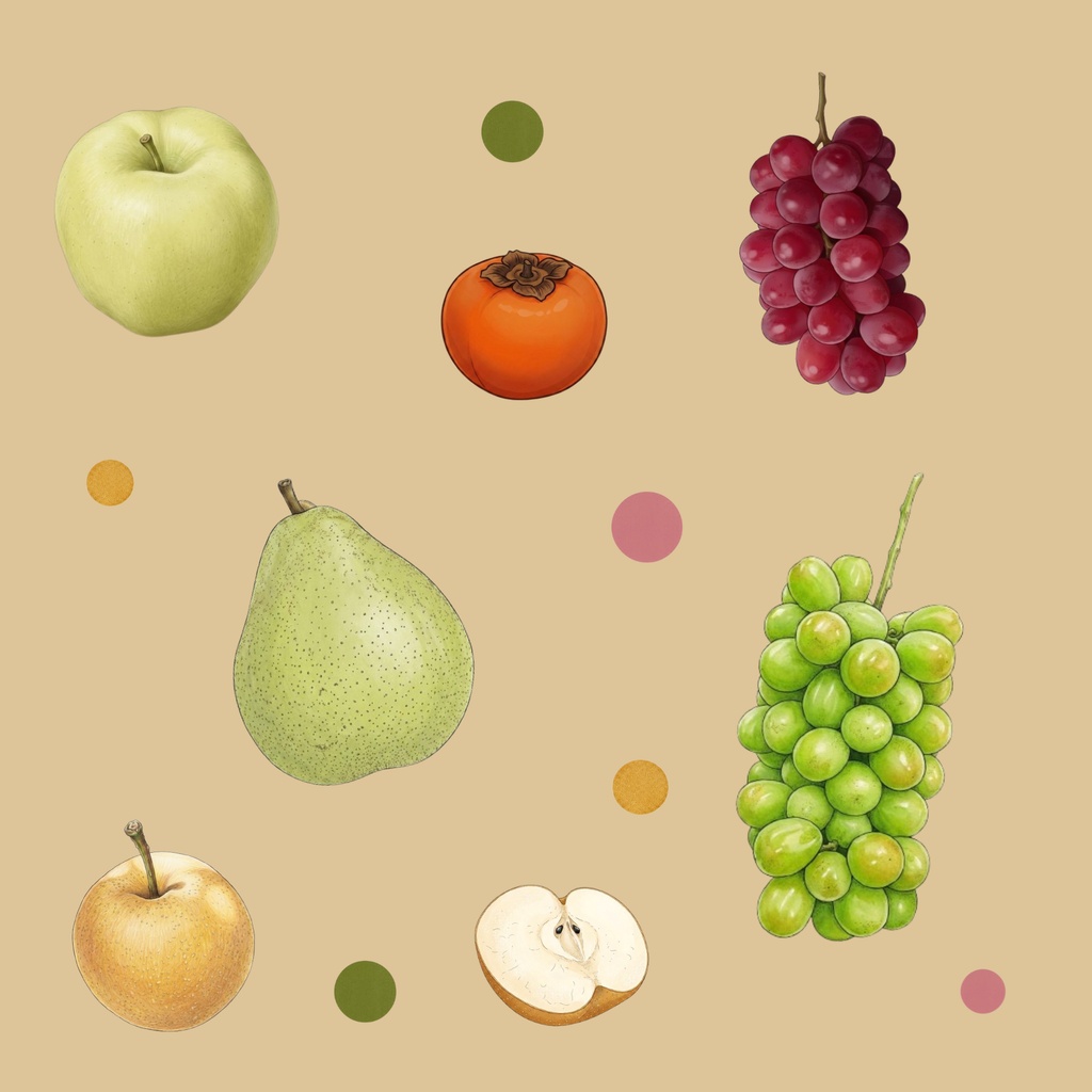 Japanese Autumn Fruits – 7 Designs | PNG