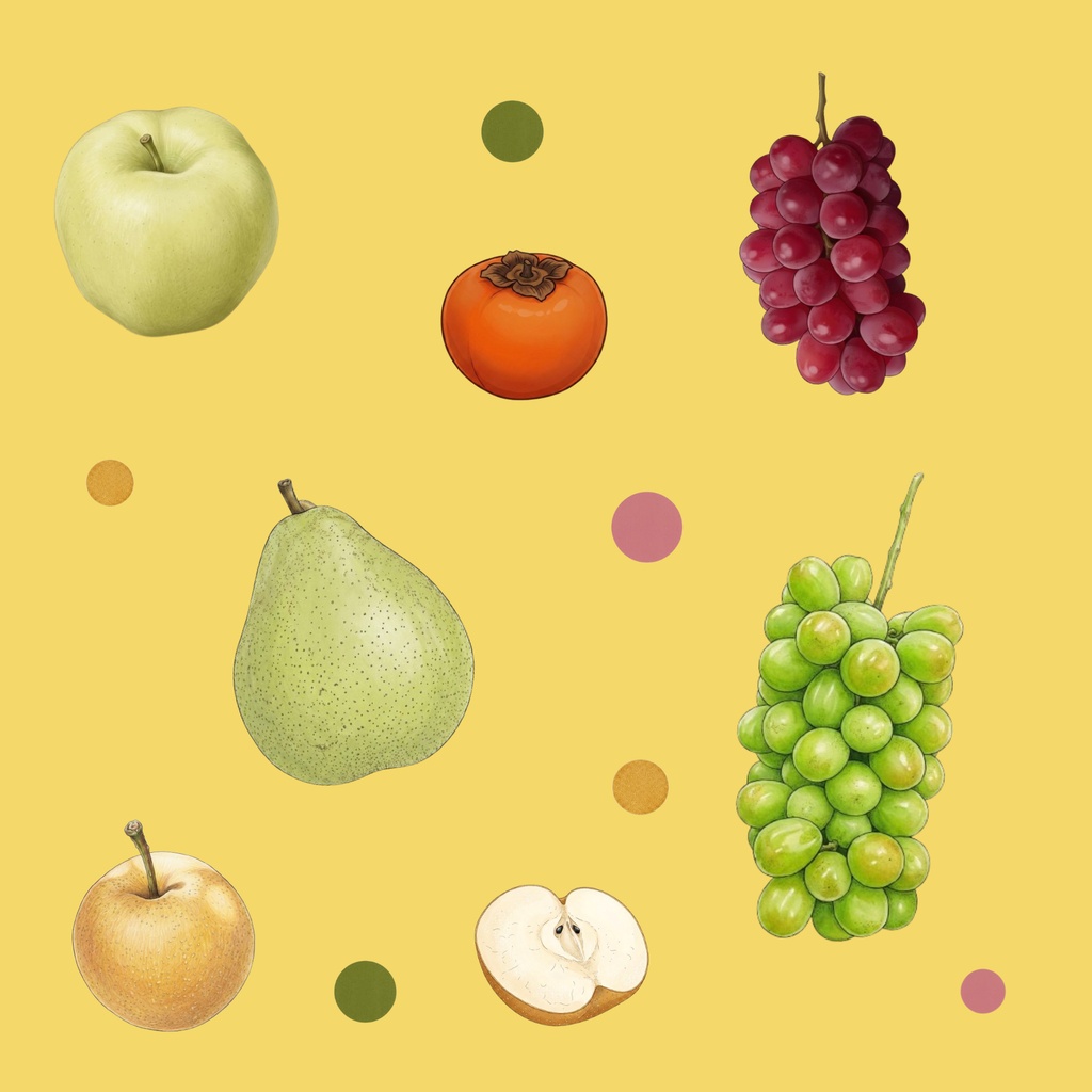 Japanese Autumn Fruits – 7 Designs | PNG