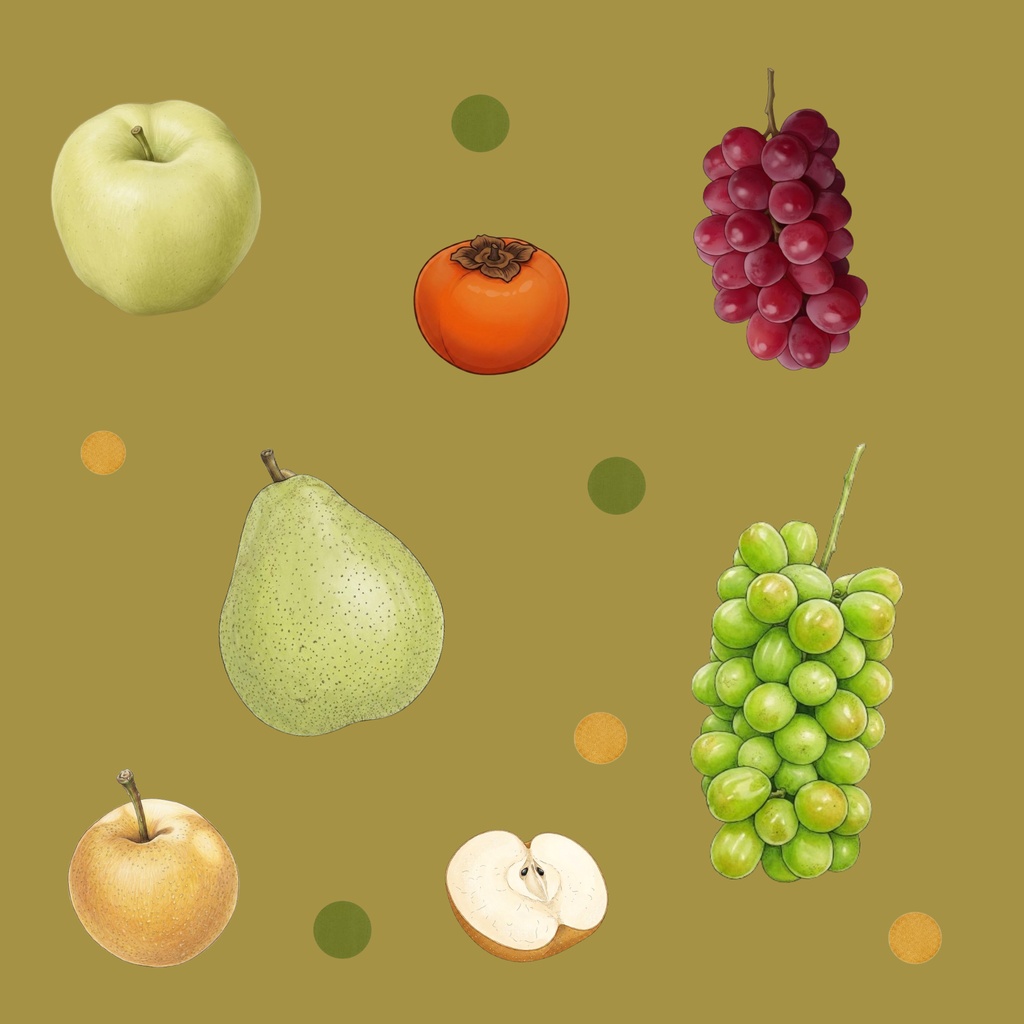 Japanese Autumn Fruits – 7 Designs | PNG