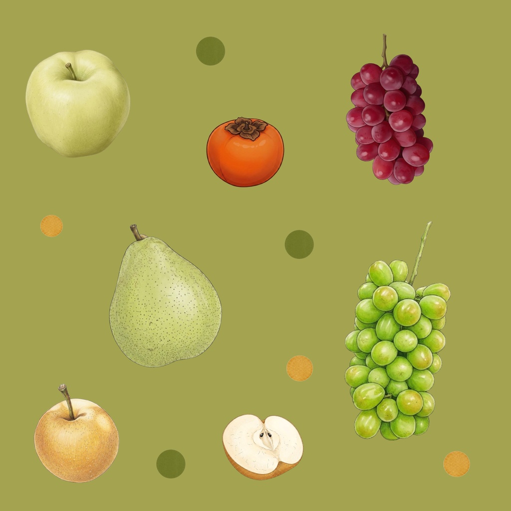 Japanese Autumn Fruits – 7 Designs | PNG