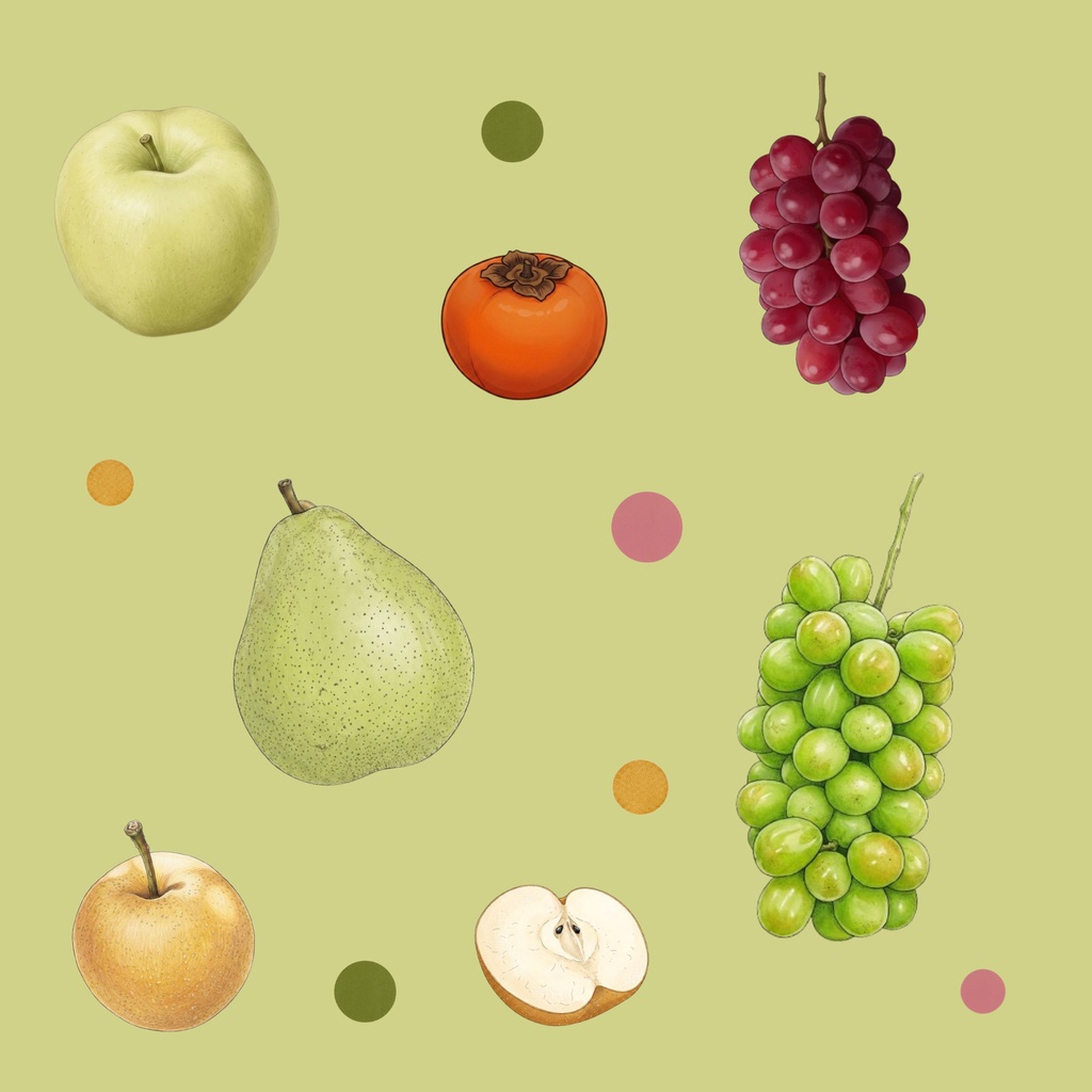 Japanese Autumn Fruits – 7 Designs | PNG