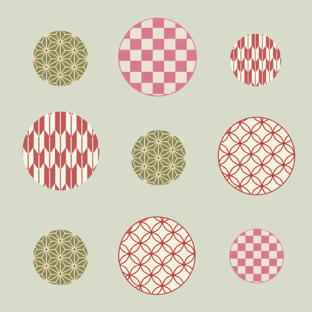 Japanese Pattern Tiles – 7 Designs | PNG