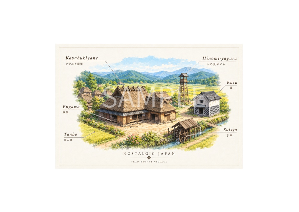 Nostalgic Japan – 7 Postcard Designs | PNG|懐かしい日本の風景