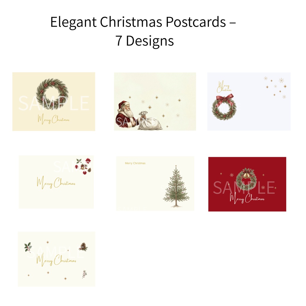 Elegant Christmas Postcards – 7 Designs