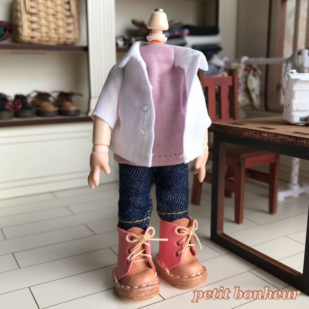 ＊オビツ11サイズ お洋服　単品　デニム　紺　イエローステッチ　７分丈　ブーツインできない靴にも＊