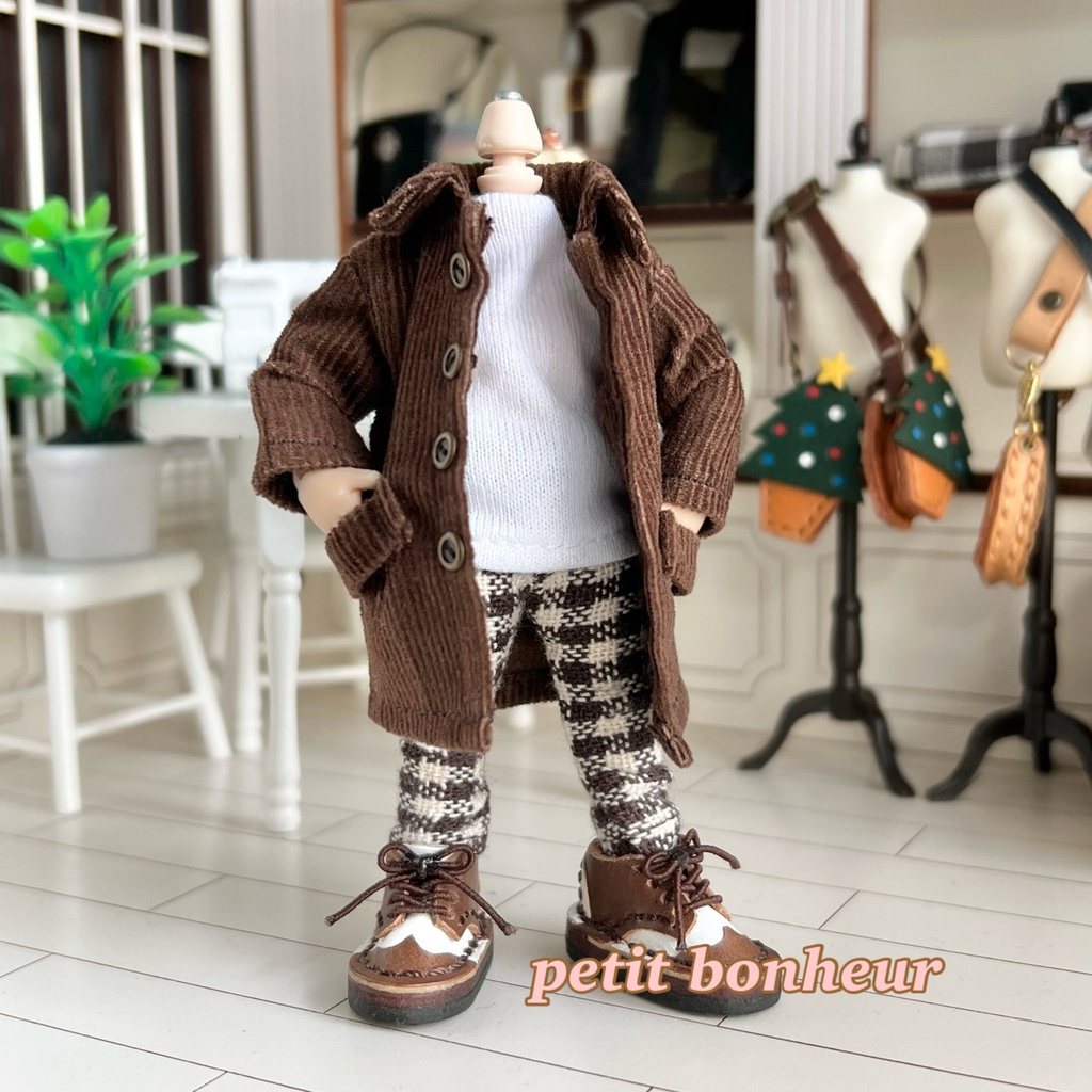 ＊オビツ11サイズ お洋服　単品　パンツ　茶チェック＊