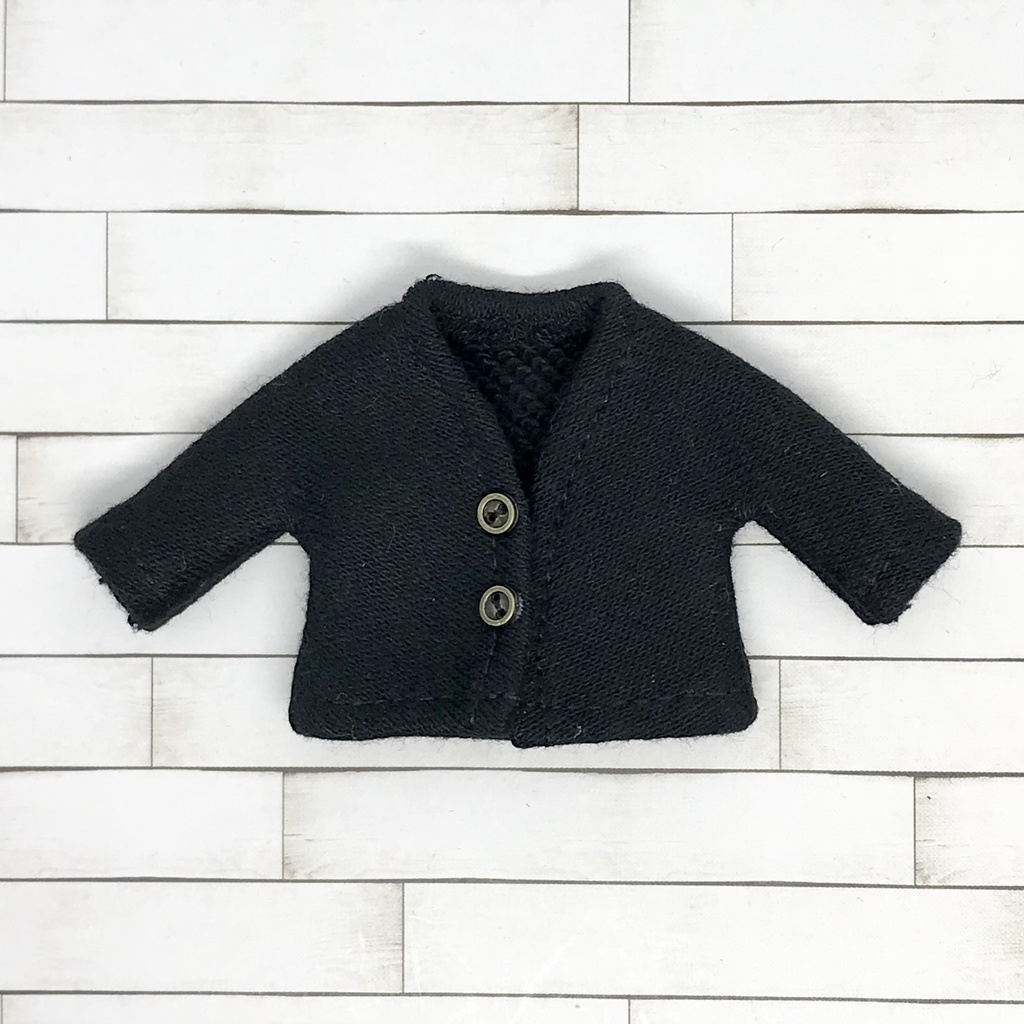 オビツ11サイズ お洋服  単品裏毛スエットカーディガン黒