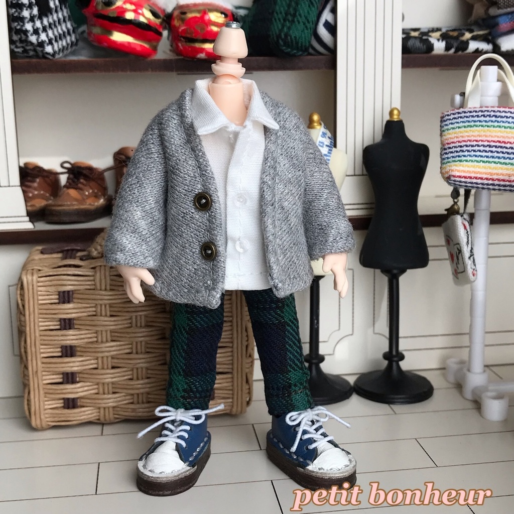 ＊オビツ11サイズ お洋服　単品　裏毛スエットカーディガン　グレー＊